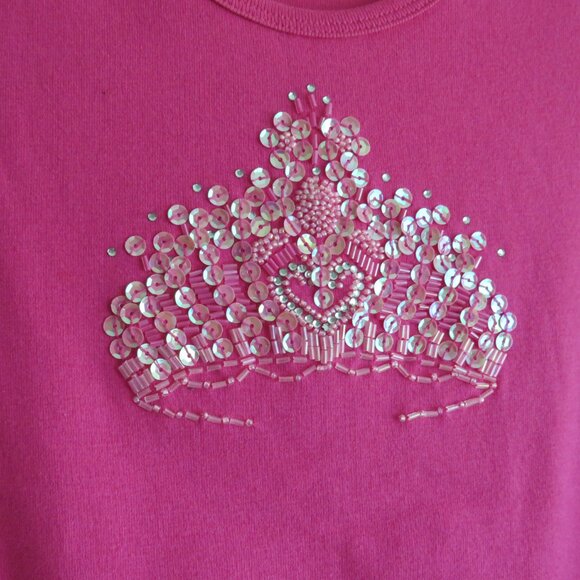 Knit Works Pink Sequins Beads Crown Sleeveless Women’s Summer Top size L - Picture 3 of 6